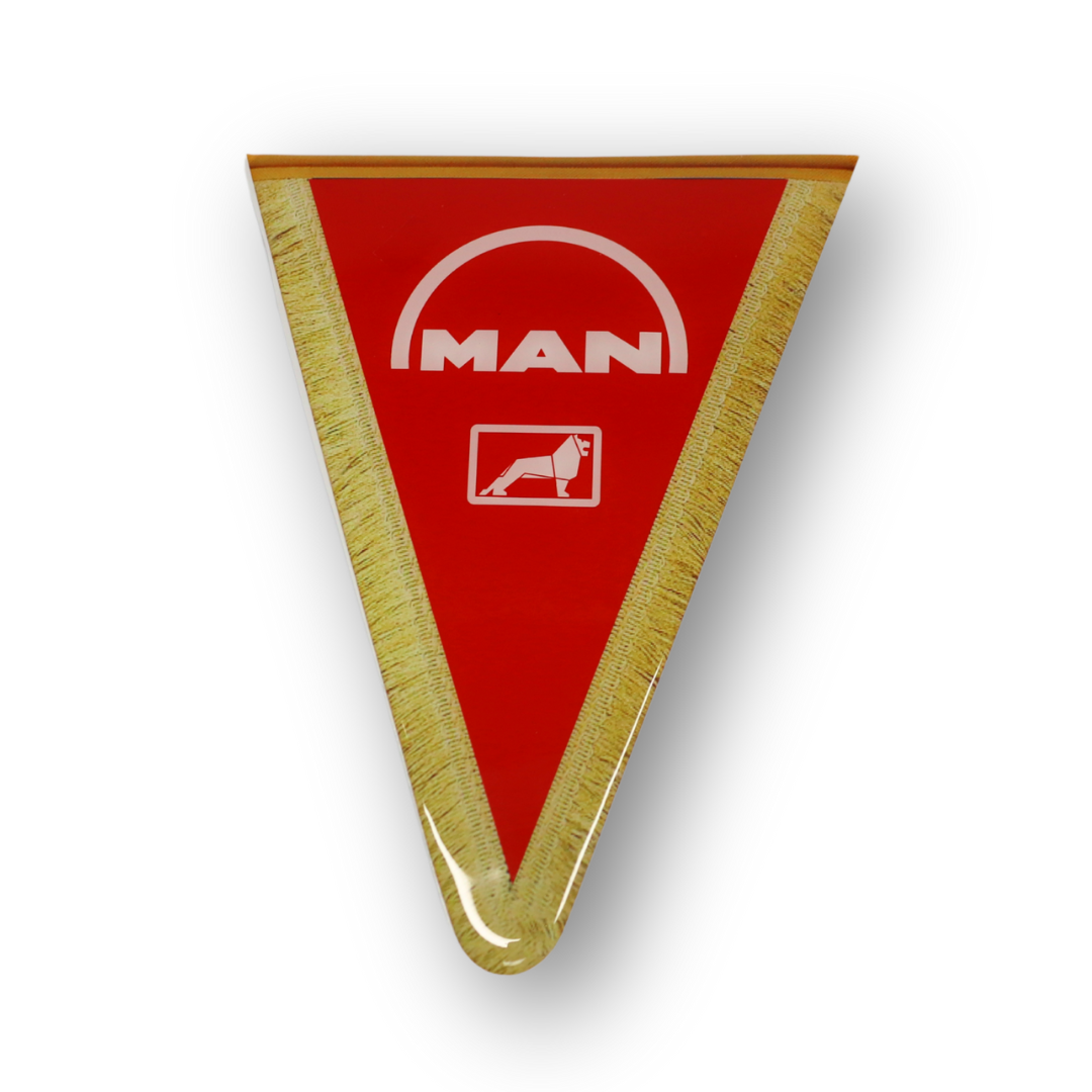 Декоративная  наклейка треугольная надпись MAN красная