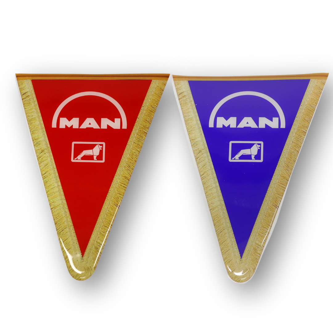 Декоративная  наклейка треугольная надпись MAN красная