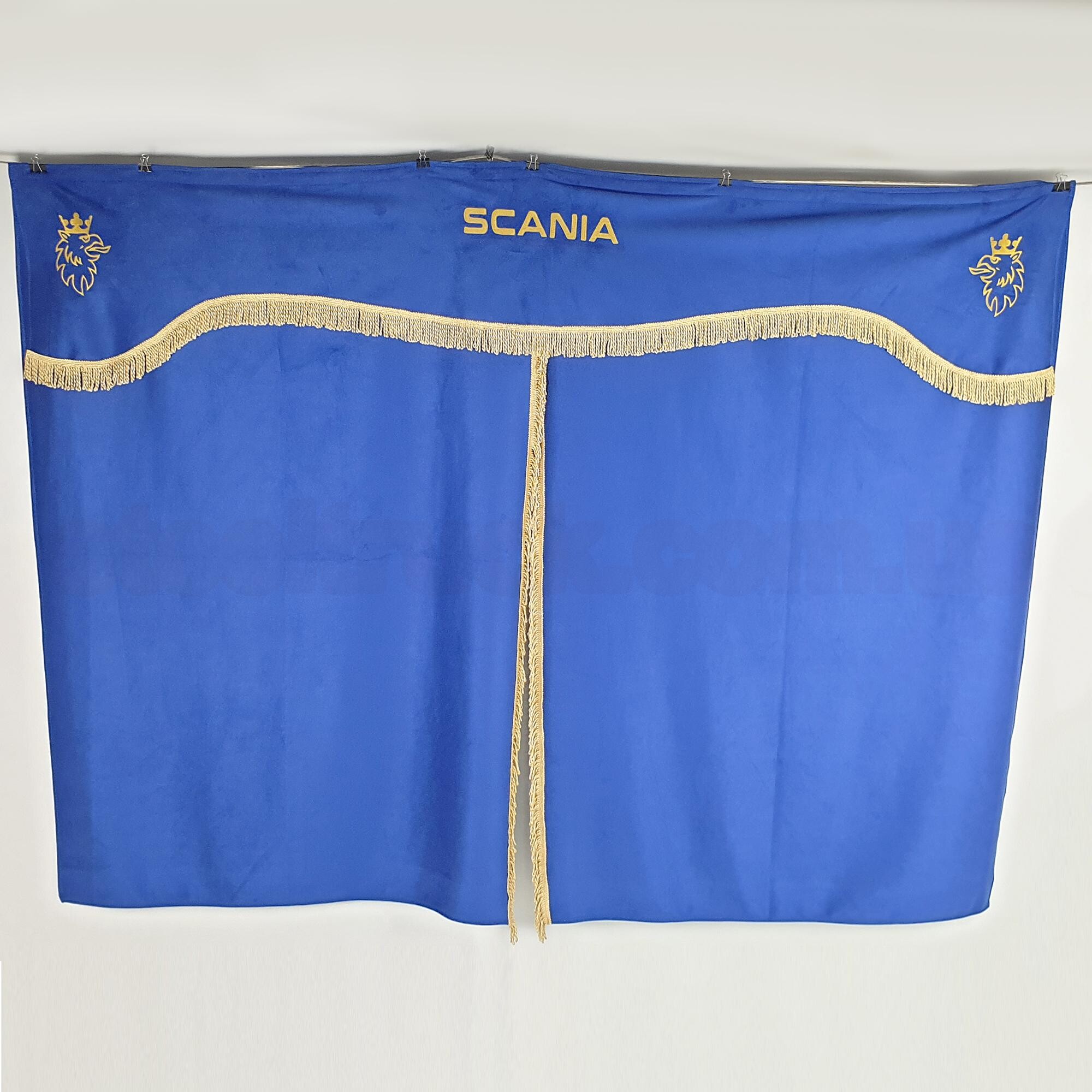 Шторка Велюр"Wave" SCANIA спальника синяя