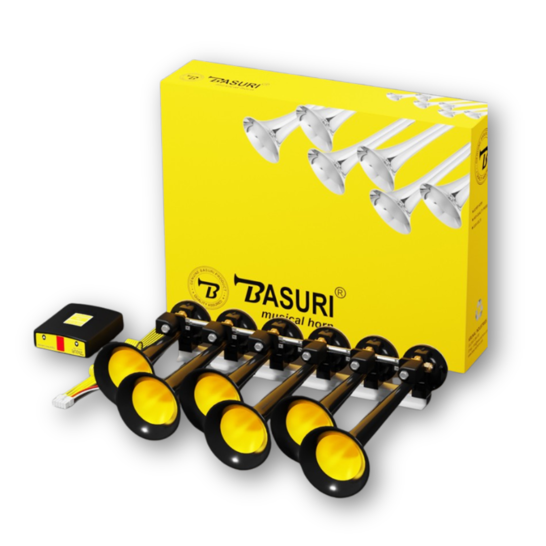 Сигнал воздушный 6 рожка , 24V , \18 мелодий \ 130dB \ BASURI Сигнал воздушный 6 рожка , 24V , \18 мелодий \ 130dB \ BASURI