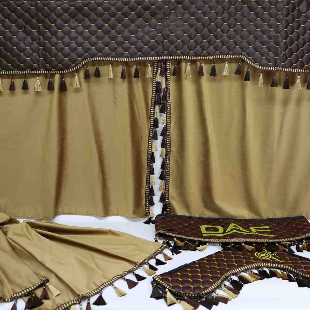 Шторка Екошкіра "Pergam" DAF лоб+косинки+спальник+нічні коричнева Шторка Екошкіра "Pergam" DAF лоб+косинки+спальник+нічні коричнева