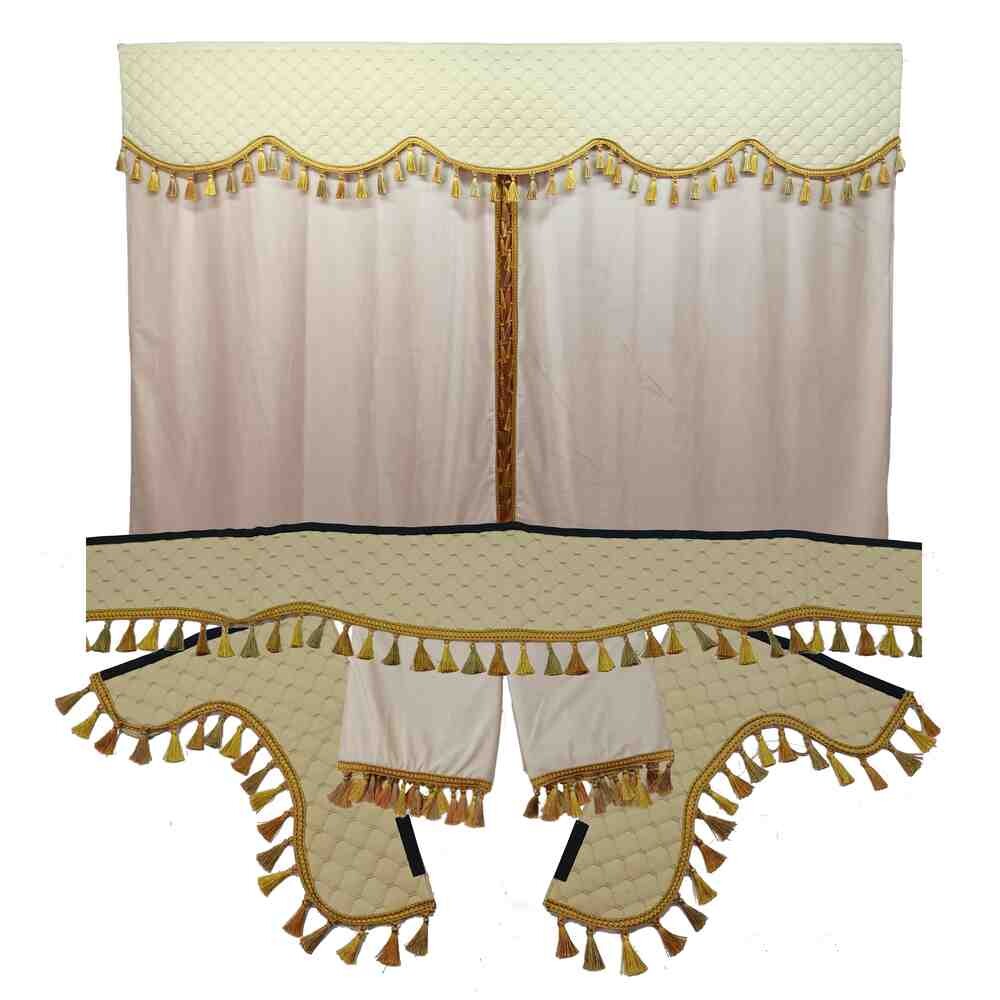 Шторка Екошкіра "Pergam" лоб+косинки+спальник+нічні бежева Шторка Екошкіра "Pergam" лоб+косинки+спальник+нічні бежева