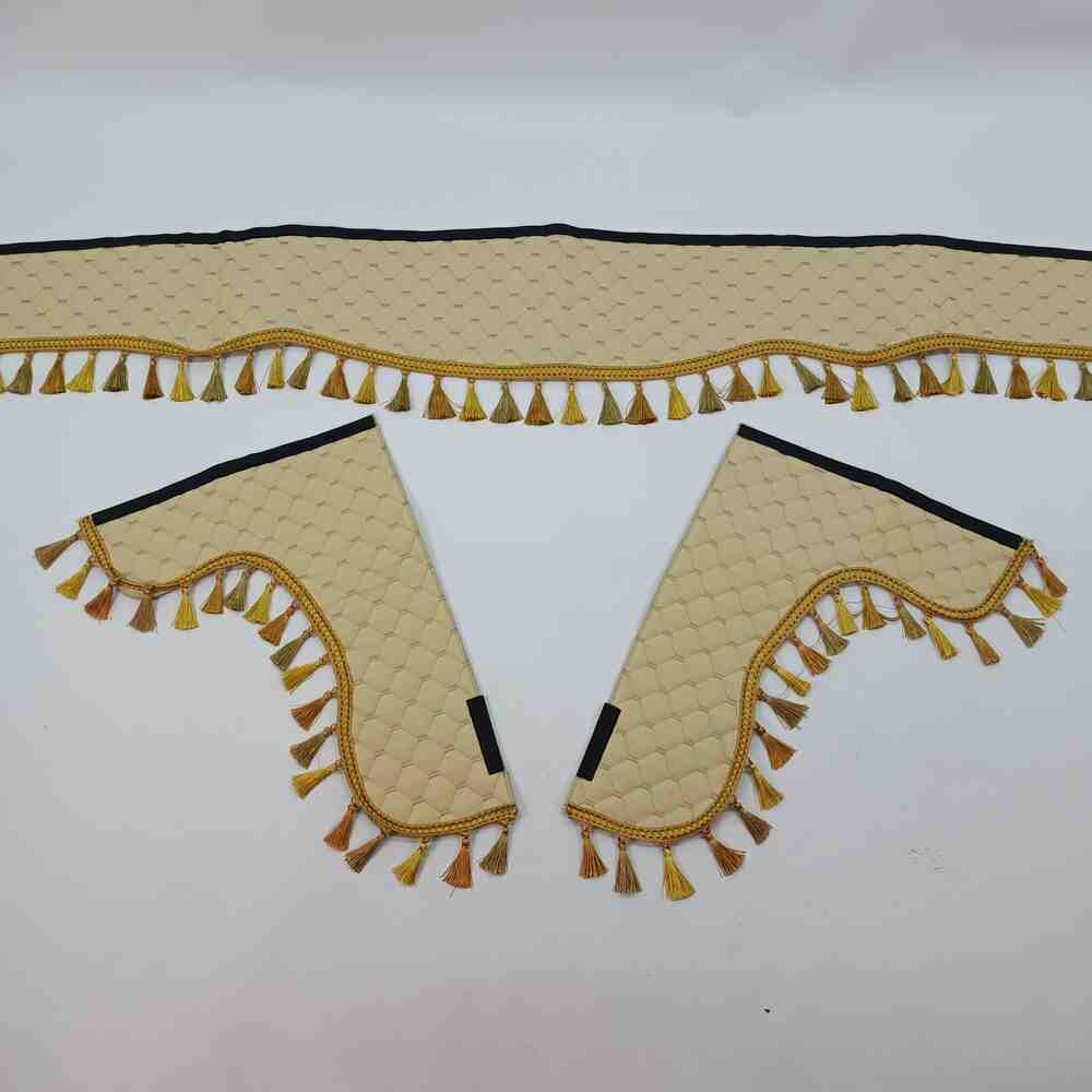 Шторка Екошкіра "Pergam" лоб+косинки+спальник+нічні бежева Шторка Екошкіра "Pergam" лоб+косинки+спальник+нічні бежева