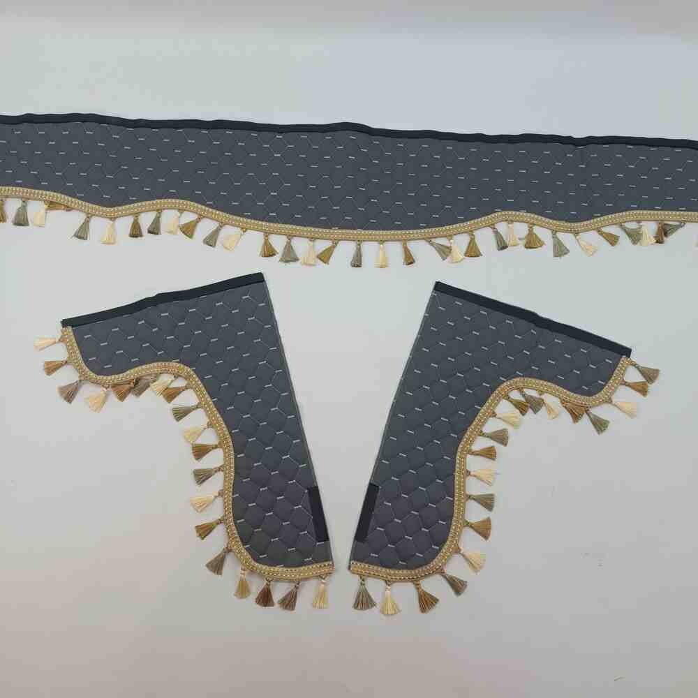 Шторка Екошкіра "Pergam" лоб+косинки+спальник+нічні сіра Шторка Екошкіра "Pergam" лоб+косинки+спальник+нічні сіра