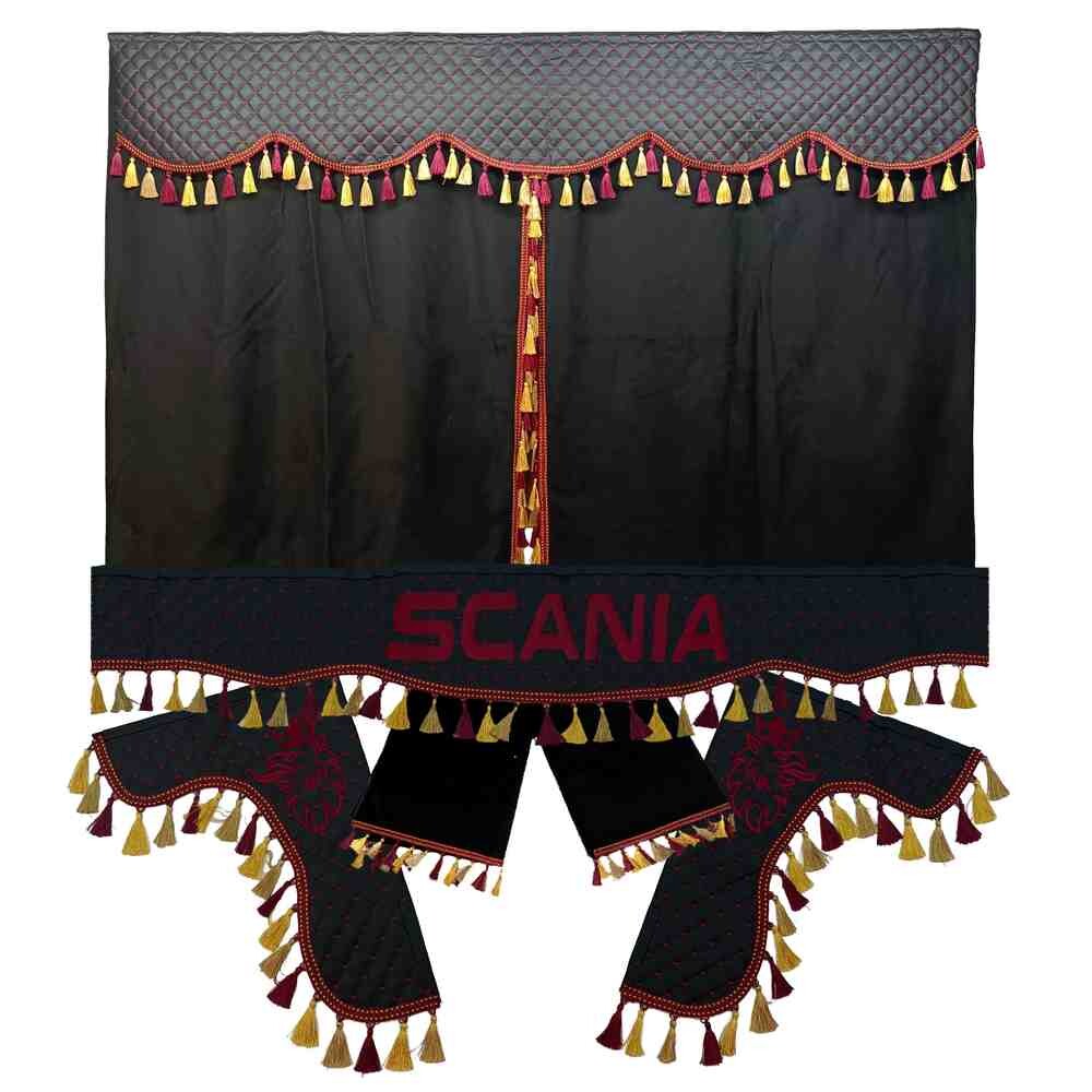 Шторка Экокожа "Pergam" SCANIA лоб+косынки+спальник+ночные черная Шторка Экокожа "Pergam" SCANIA лоб+косынки+спальник+ночные черная