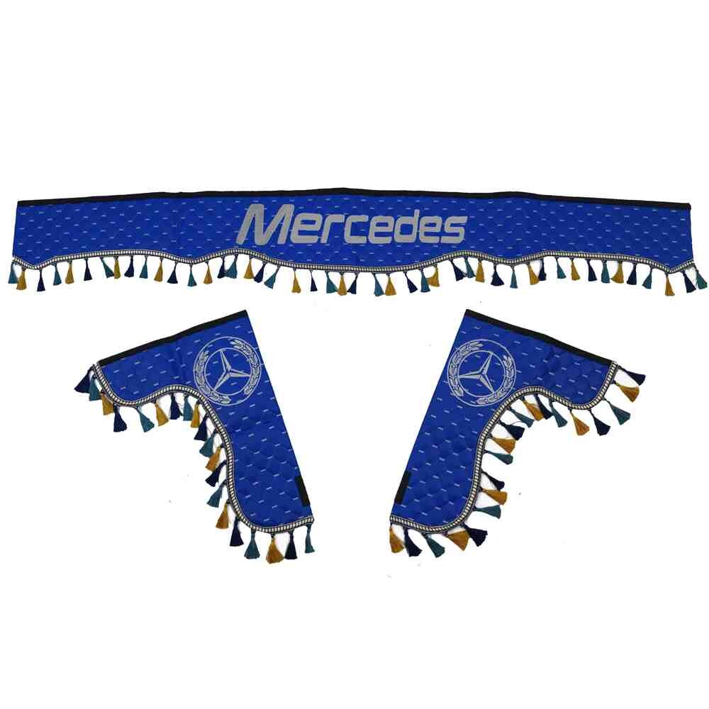 Шторка Экокожа "Pergam" MERCEDES лоб+косынки+спальник синяя
