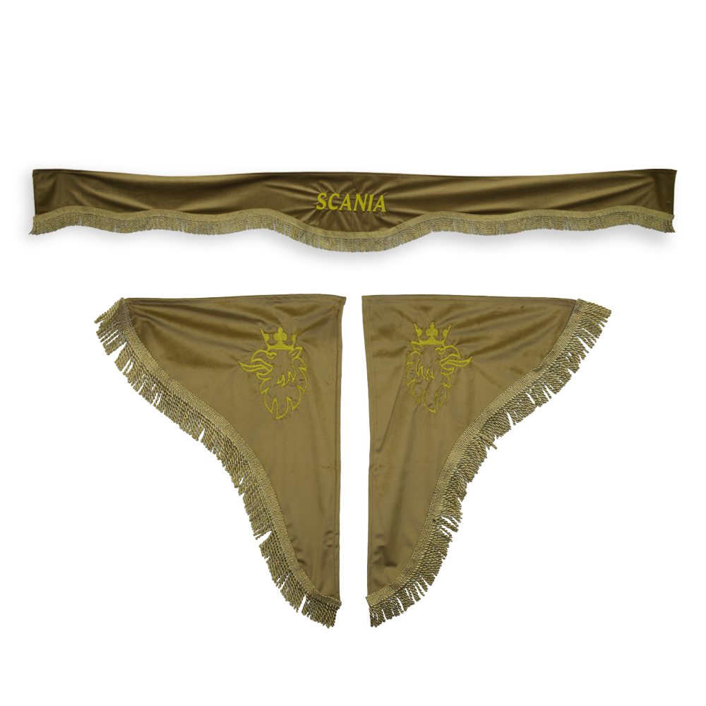 Шторка ВЕЛЮР "Wave" SCANIA лоб + косинки золотий Шторка ВЕЛЮР "Wave" SCANIA лоб + косинки золотий