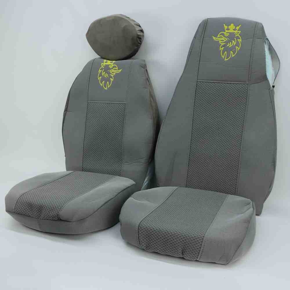 Чехол на сиденья SCANIA R,G,P (2004-2017) водит. пилот - пасс. складное, серый