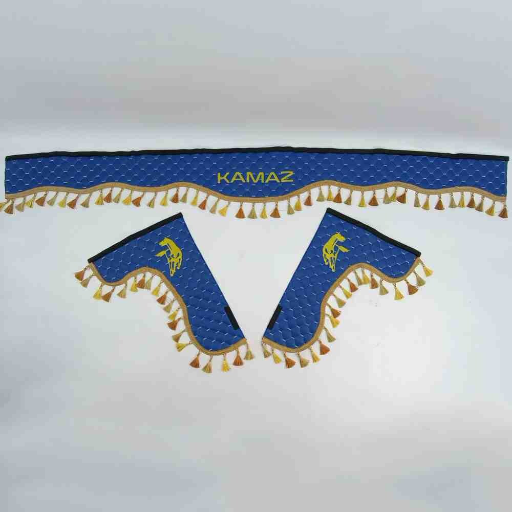Шторка лоб + косынки Экокожа KAMAZ синяя Шторка лоб + косынки Экокожа KAMAZ синяя