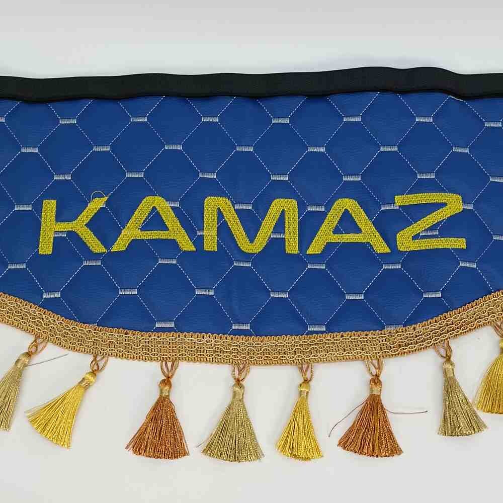 Шторка лоб + косынки Экокожа KAMAZ синяя Шторка лоб + косынки Экокожа KAMAZ синяя
