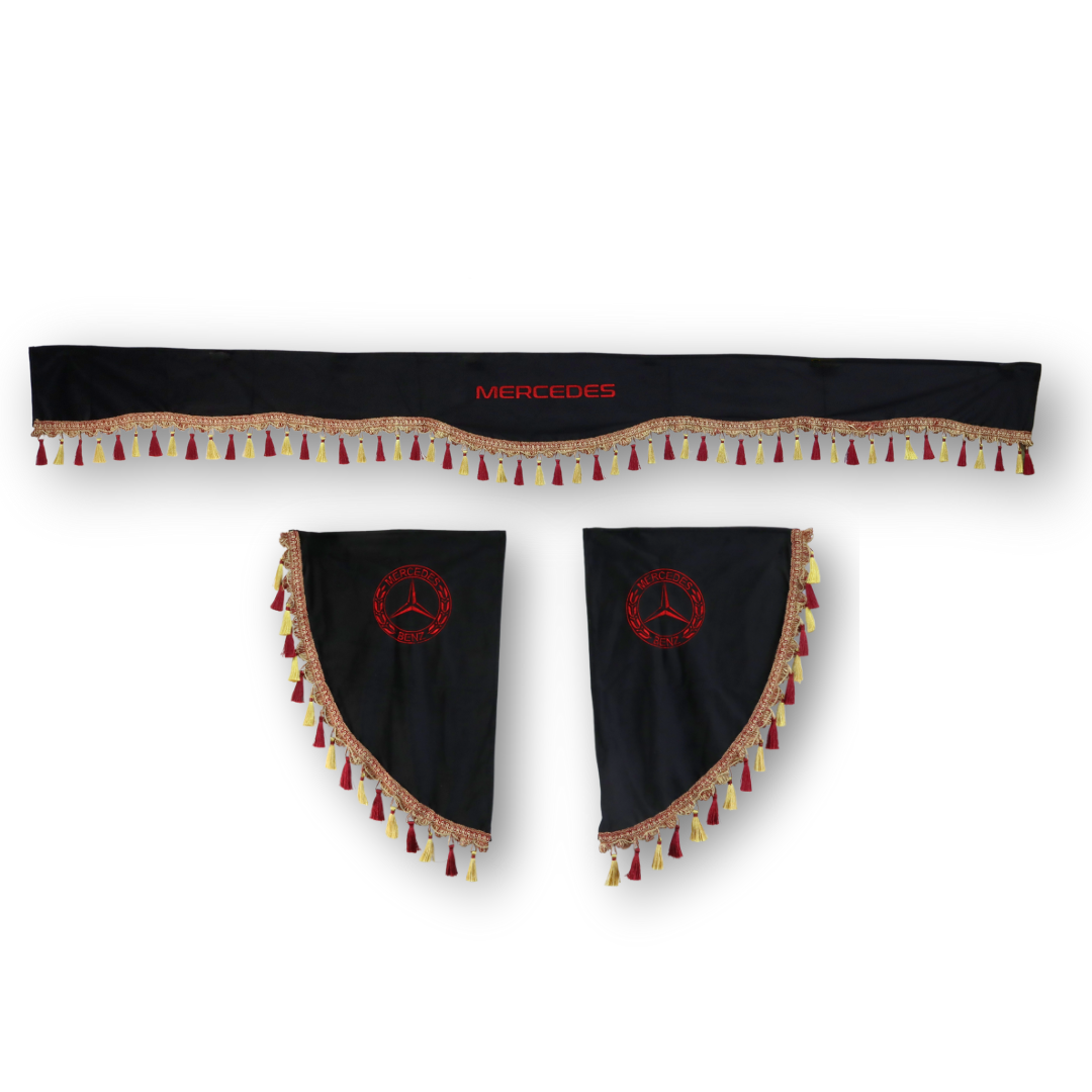 Шторка ВЕЛЮР "Wave" MERCEDES лоб+косинки чорна