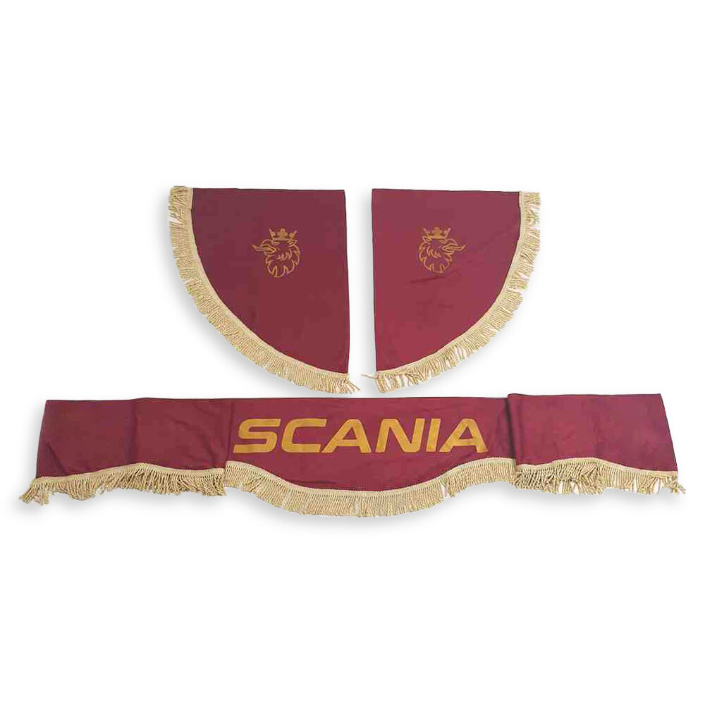 Шторка ВЕЛЮР "Wave" SCANIA лоб+косынки красная Шторка ВЕЛЮР "Wave" SCANIA лоб+косынки красная