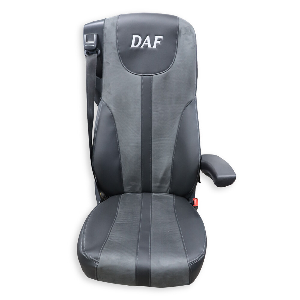 Чехол на сиденья Enterprise DAF XF105; 106; XG; CF85; LF (2013-2024);  (кожа черная - алькантара темно-серая)