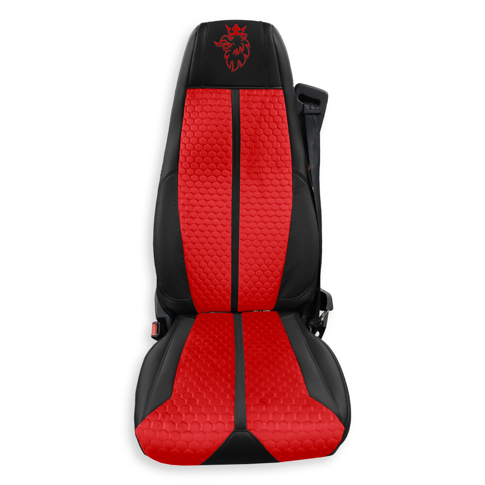 Чохол на сидіння Enterprise SCANIA R,G,P (2004-2017) водій пілот - пас. складне,  червоний