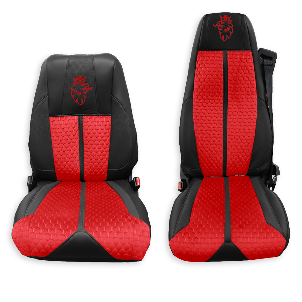 Чохол на сидіння Enterprise SCANIA R,G,P (2004-2017) водій пілот - пас. складне,  червоний