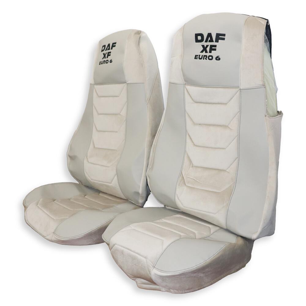 Чехол на сиденья Chess DAF XF105 106 XG CF85 LF (2013-2024) бежевая кожа-беж.велюр