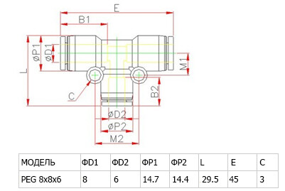Аварийный соединитель пластиковый PEG8*6*8 Аварийный соединитель пластиковый PEG8*6*8