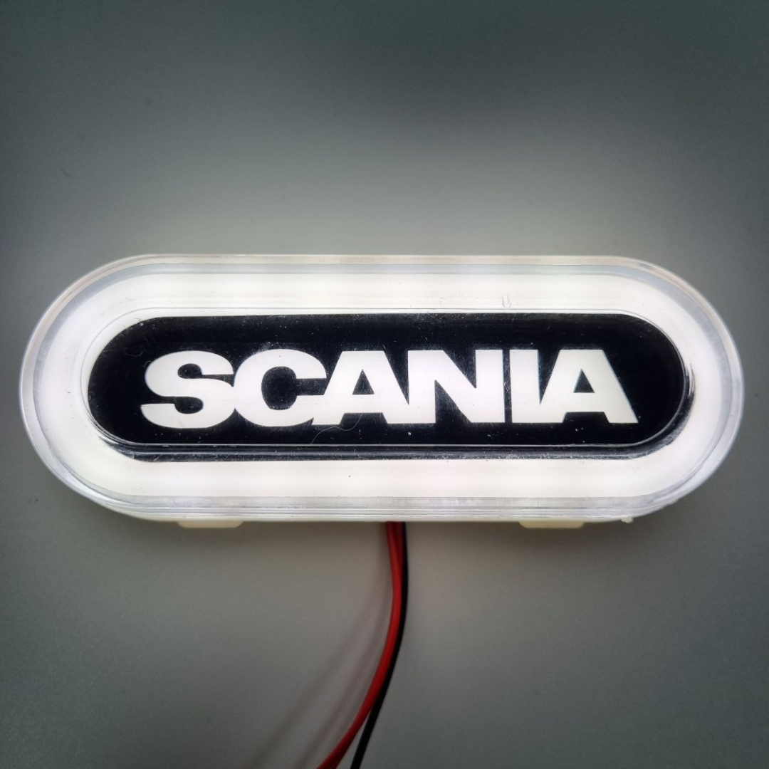 Фонарь габаритный NEON  с логотипом "SCANIA"белый \с креплением \