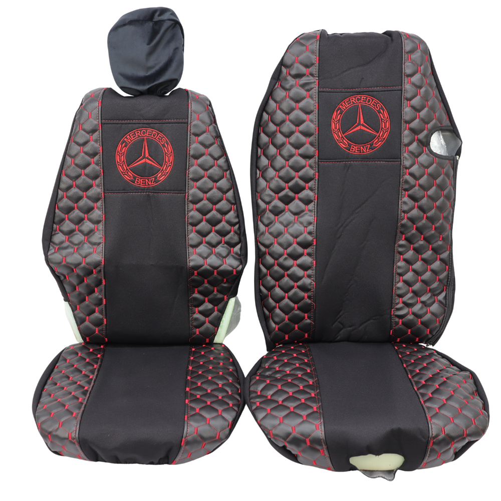 Чехол на сиденья Экокожа MERCEDES Atego вод.пилот с ремнем - пасс.с подгол. черный Чехол на сиденья Экокожа MERCEDES Atego вод.пилот с ремнем - пасс.с подгол. черный