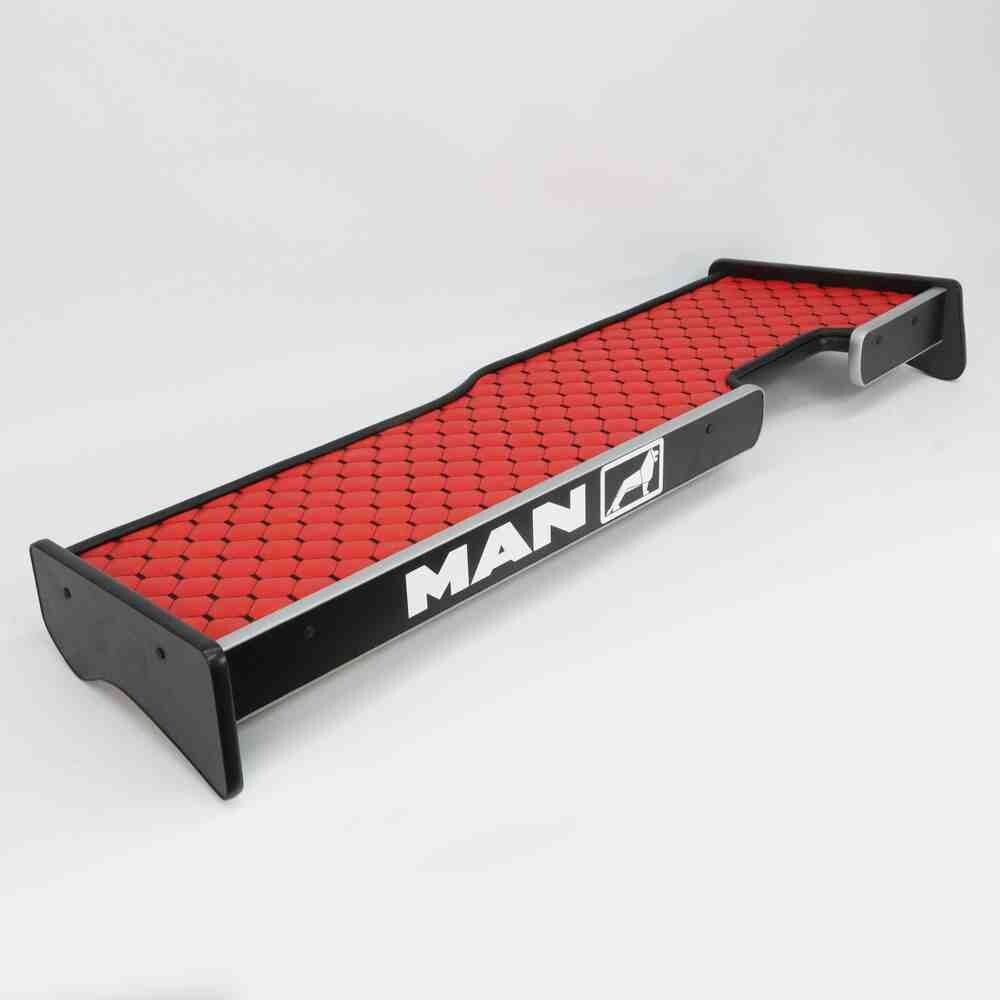 Полка кабины длинная MAN TGX красная\с вырезом под датчик полос\Euro6\ST- Экокожа стёжка\
