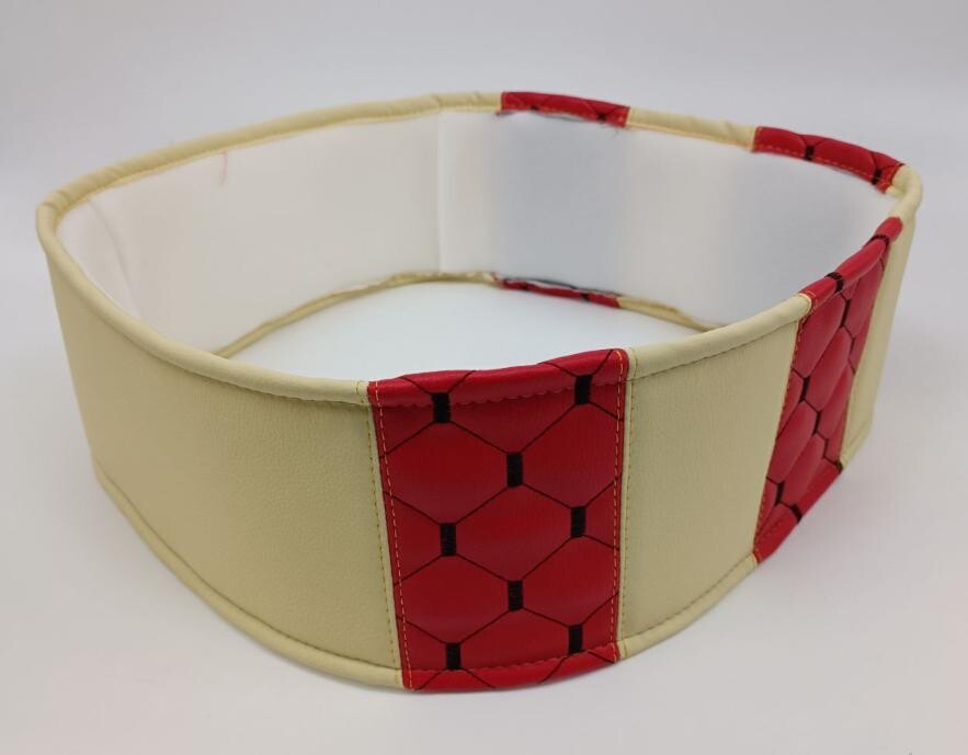 Оплетка руля Экокожа Ø 45см - бежевая с красными вставками Оплетка руля Экокожа Ø 45см - бежевая с красными вставками