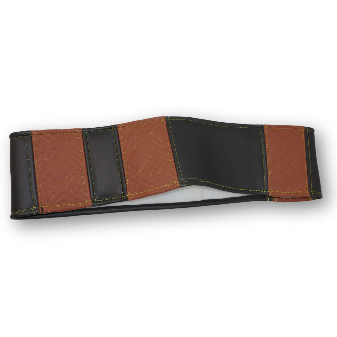 Оплетка руля Экокожа Ø 46см - черная с коричневыми вставками Оплетка руля Экокожа Ø 46см - черная с коричневыми вставками