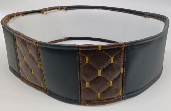 Оплетка руля Экокожа  Ø 50см - черная с коричневыми вставками