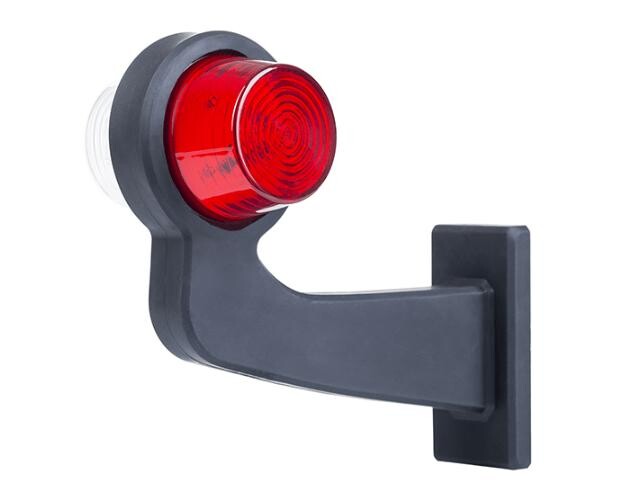 Фонарь габаритный рог LED кривой  левый бело-красный 192,5мм 12/24V \левый\ HORPOL