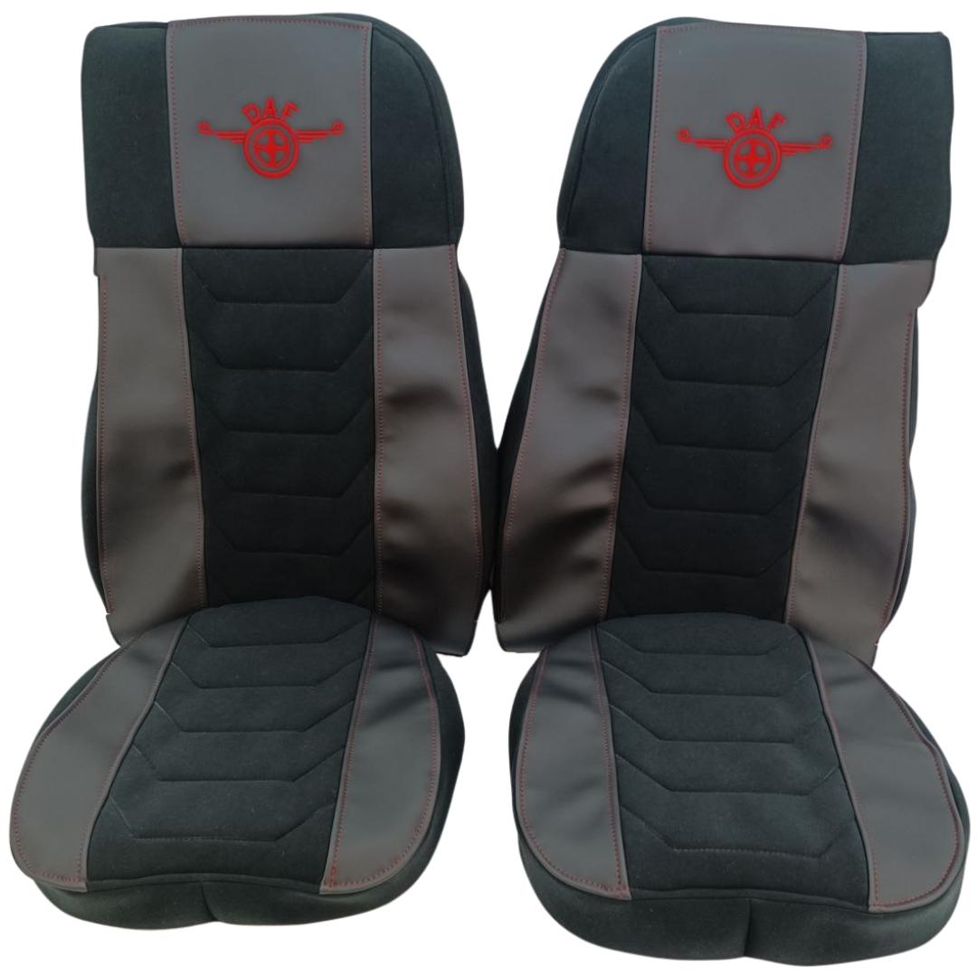 Чехол на сиденья Chess DAF XF105 106 XG CF85 LF (2013-2024) черная кожа-черный велюр