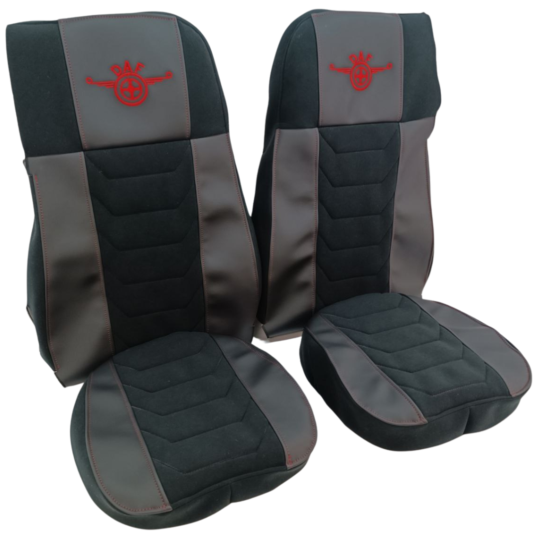 Чехол на сиденья Chess DAF XF105 106 XG CF85 LF (2013-2024) черная кожа-черный велюр