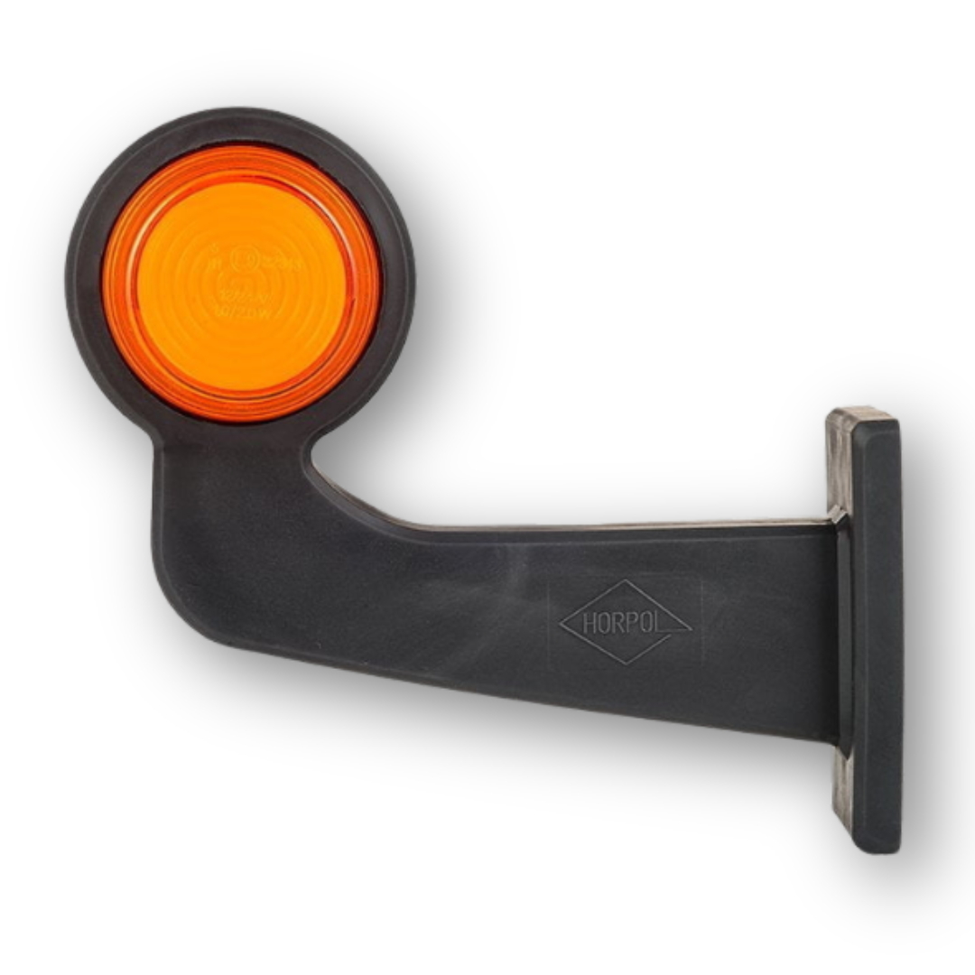 Фонарь габаритный рог NEON кривой желто-красный 192,5мм 12/24V \правый\ HORPOL