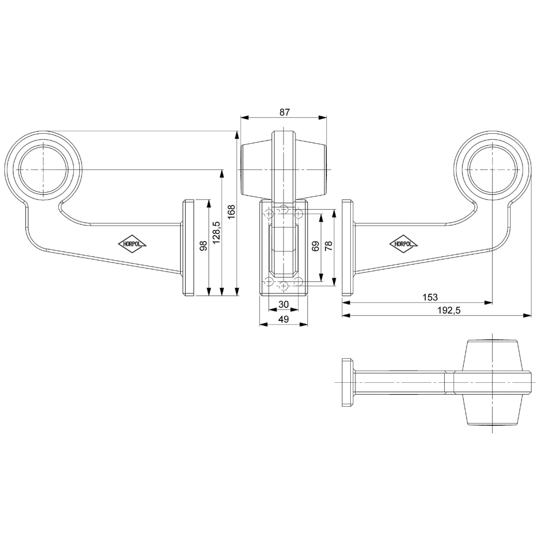 Фонарь габаритный рог NEON кривой желто-красный 192,5мм 12/24V \правый\ HORPOL