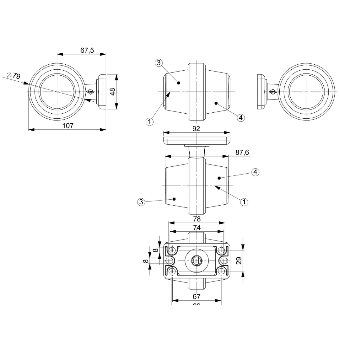 Ліхтар габаритний ріг NEON жовто-жовтий 107мм 12/24V HORPOL Ліхтар габаритний ріг NEON жовто-жовтий 107мм 12/24V HORPOL