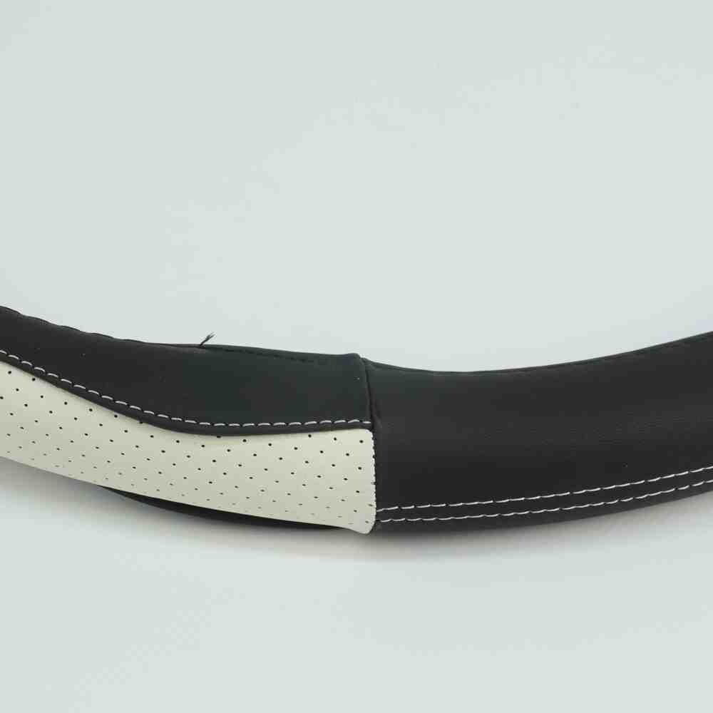 Оплетка руля XXL  45 (кожа) белая вставка