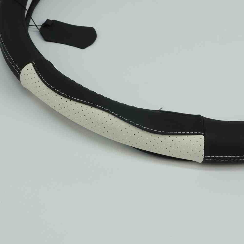 Оплетка руля XXL  45 (кожа) белая вставка