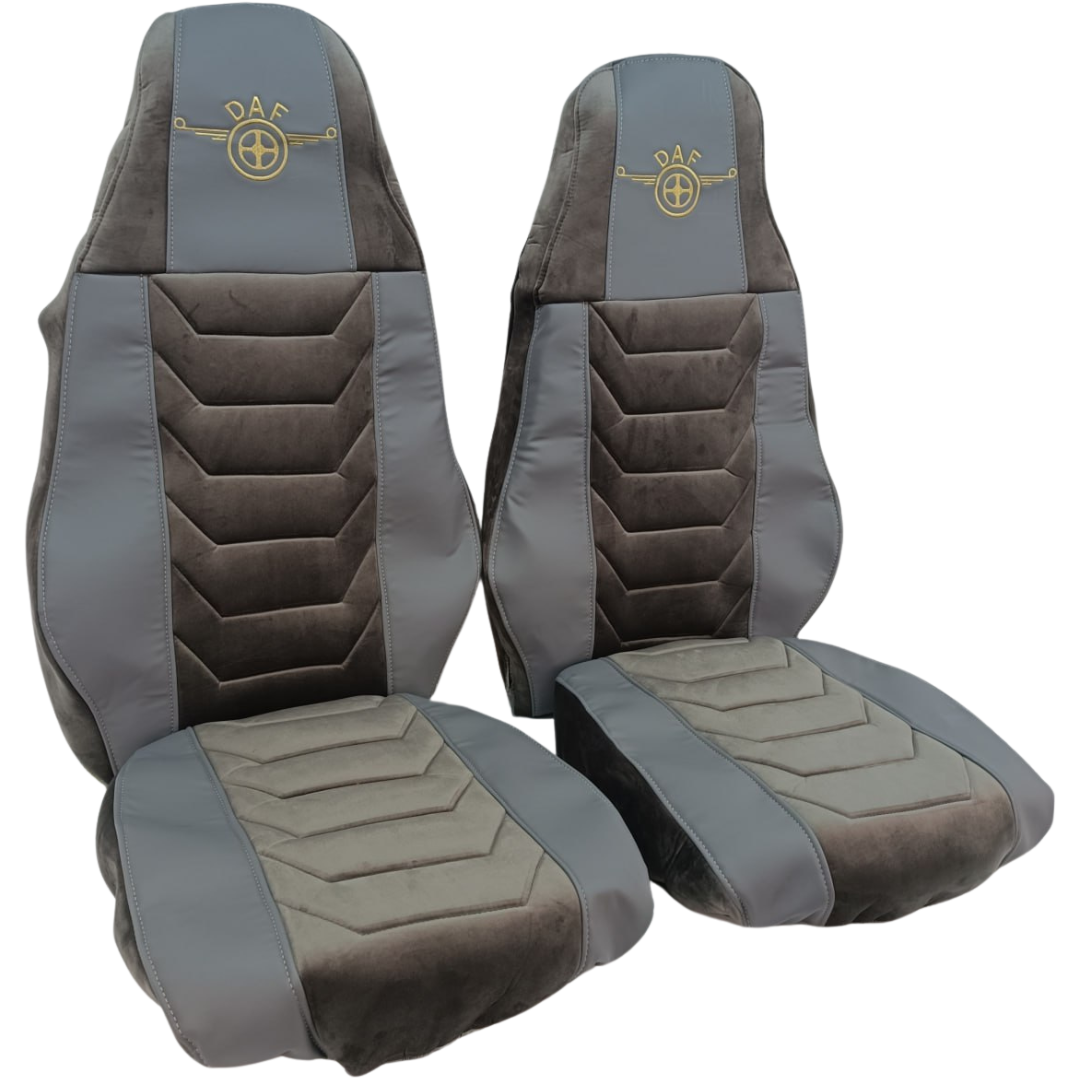 Чохол на сидіння Chess DAF XF95 105 CF85 75 65 LF (2002-2012) сіра шкіра - сірий велюр