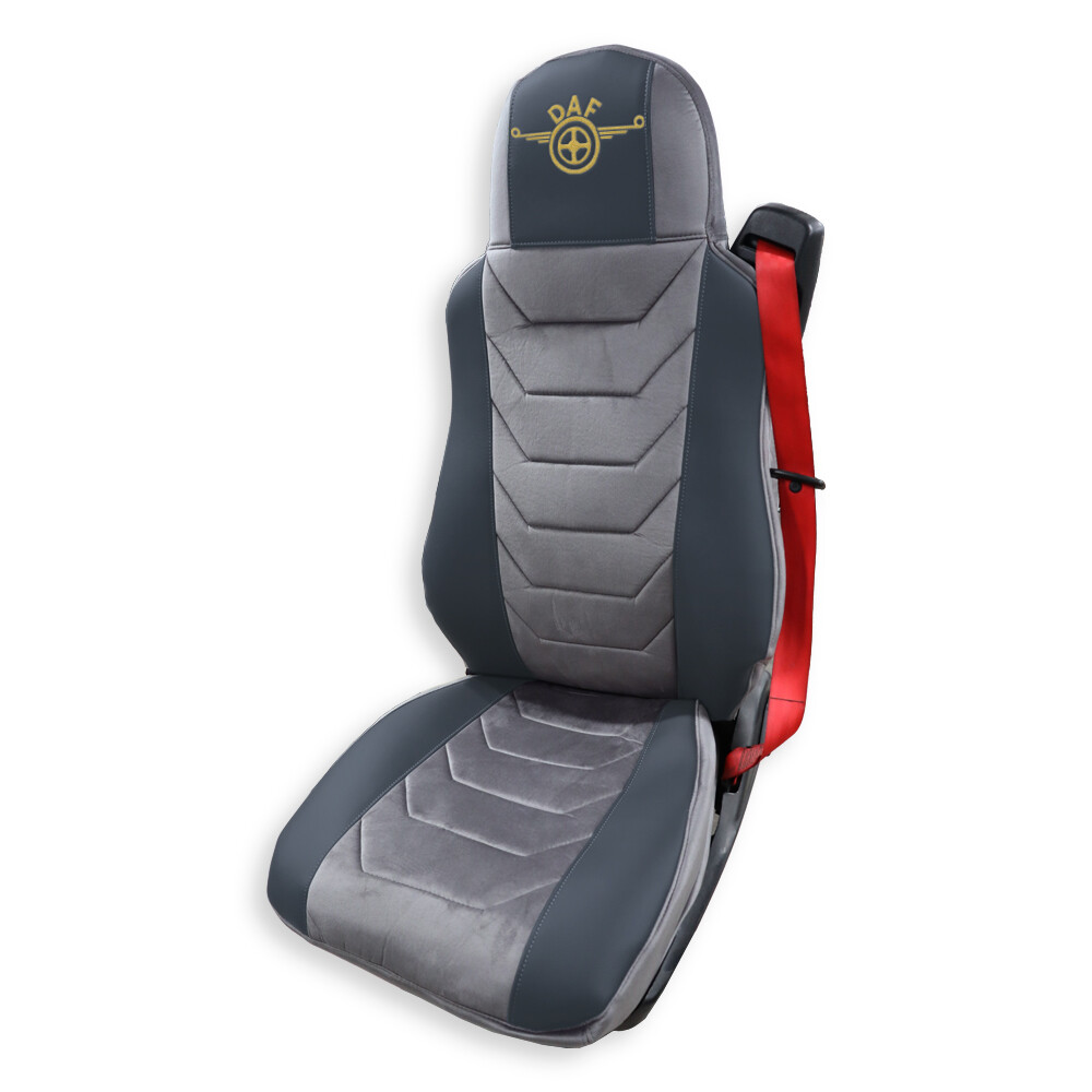 Чохол на сидіння Chess DAF XF95 105 CF85 75 65 LF (2002-2012) сіра шкіра - сірий велюр