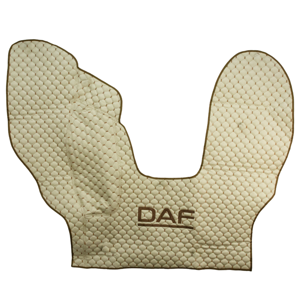 Килимок Екошкіра DAF CF85 2000-2013; МКПП, бежевий, вишивка, АСП Килимок Екошкіра DAF CF85 2000-2013; МКПП, бежевий, вишивка, АСП