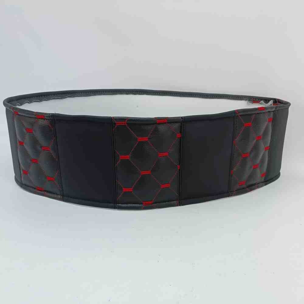 Оплетка руля Экокожа  Ø 45см - черная с черными вставками