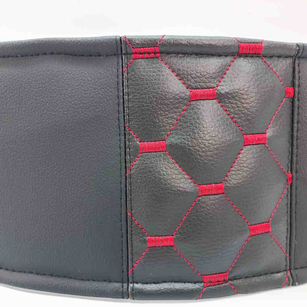 Оплетка руля Экокожа  Ø 45см - черная с черными вставками