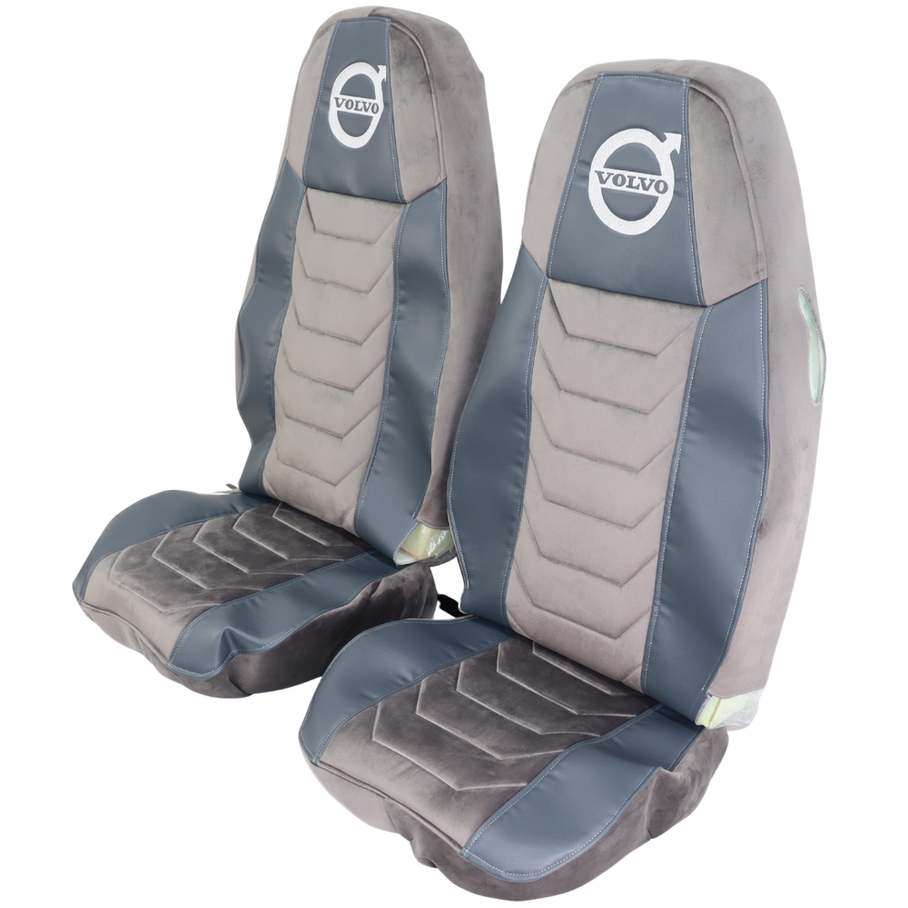 Чохол на сидіння Chess VOLVO FH FM (2014-...) сірий велюр - сіра шкіра