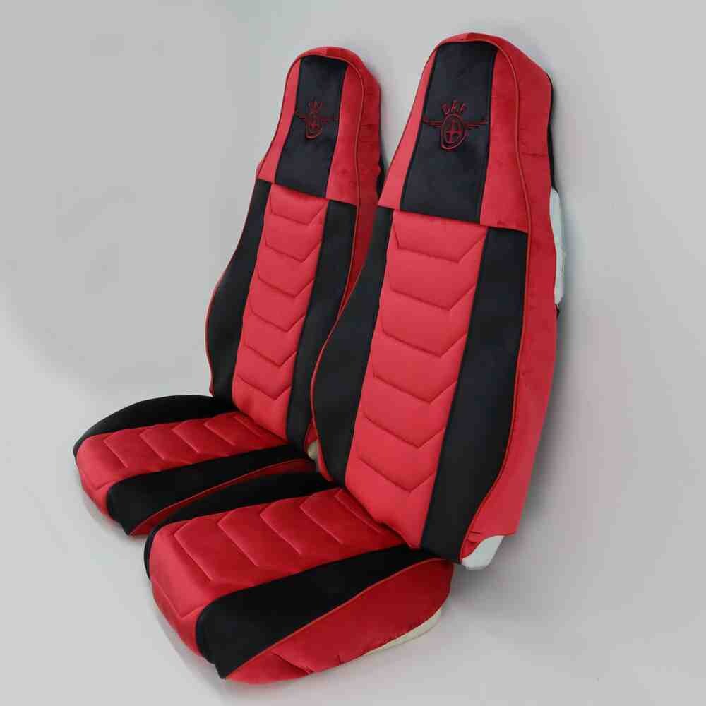 Чехол на сиденья Chess DAF XF95 105 CF85 75 65 LF (2002-2012)  велюр черный велюр красный