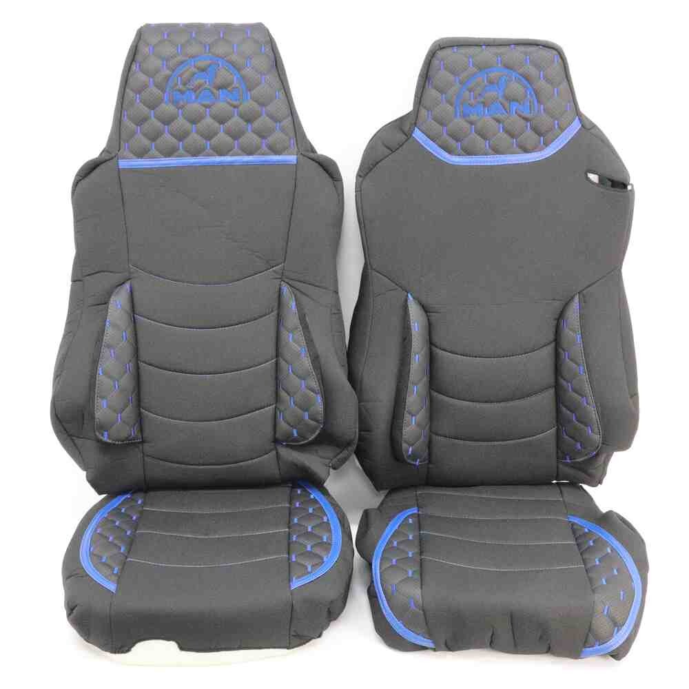 Чехол на сиденья KILIFI MAN TGX,TGA,TGL,TGM,TGS; (2007-2020) 1 ремень, водитель (Низкий) пассажир (Высокий), черный перфорация