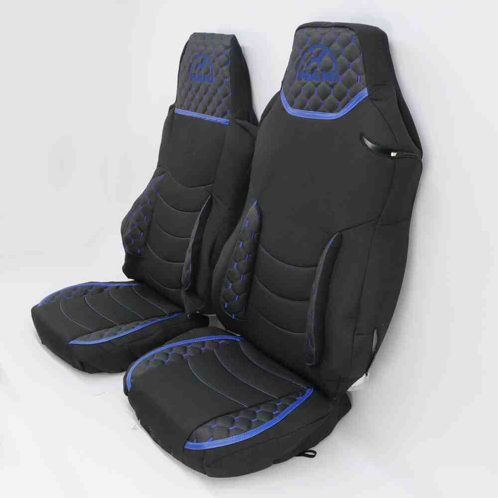 Чехол на сиденья KILIFI MAN TGX,TGA,TGL,TGM,TGS; (2007-2020) 1 ремень, водитель (Низкий) пассажир (Высокий), черный перфорация