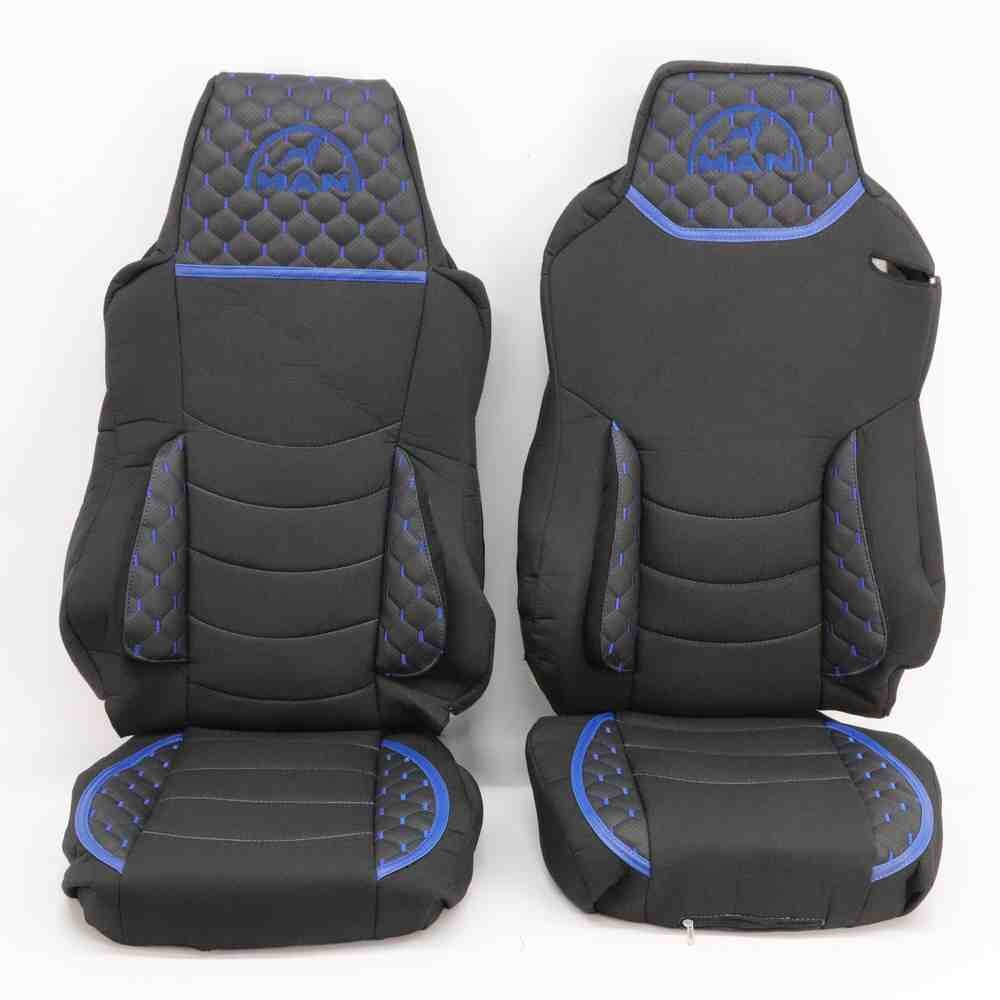 Чехол на сиденья KILIFI MAN TGX,TGA,TGL,TGM,TGS; (2007-2020) 1 ремень, водитель (Низкий) пассажир (Высокий), черный перфорация