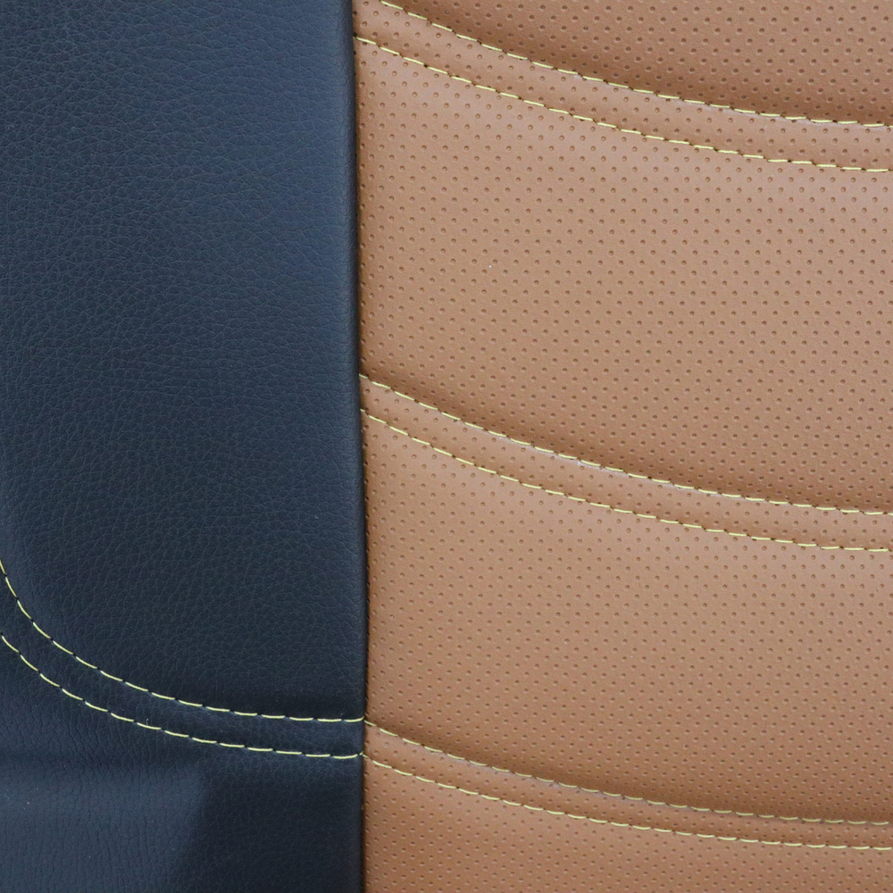 Чехол на сиденья DAF XF105 106 XG CF85 LF (2013-2024) перфор.кожа коричневая - бока черн. Чехол на сиденья DAF XF105 106 XG CF85 LF (2013-2024) перфор.кожа коричневая - бока черн.