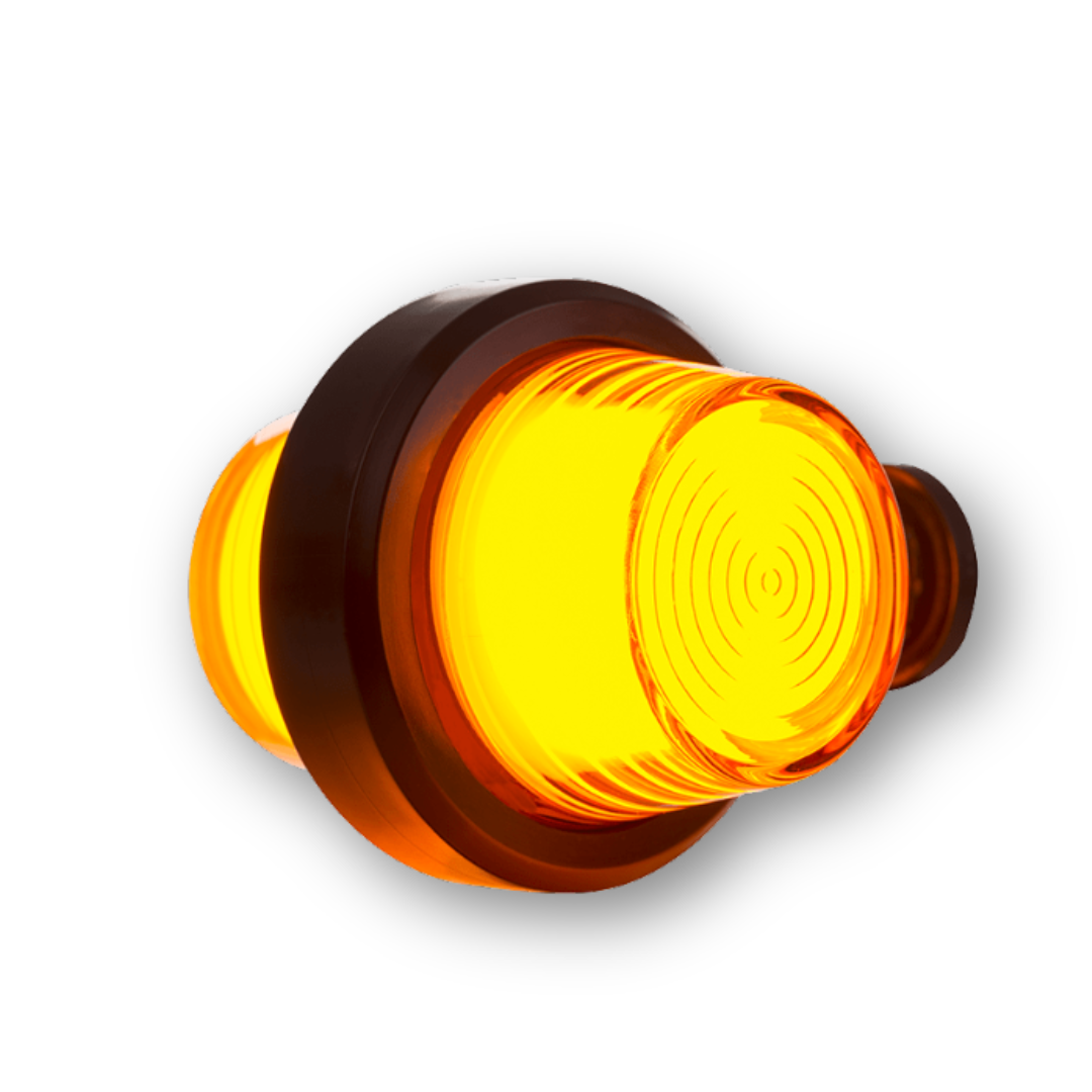 Ліхтар габаритний ріг NEON жовто-жовтий 107мм 12/24V HORPOL