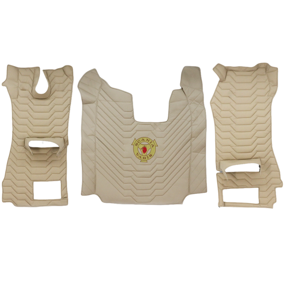 Коврик 3D Экокожа SCANIA R 2014-2016; рестайлинг 2017; АКПП,  бежевый, перфорация