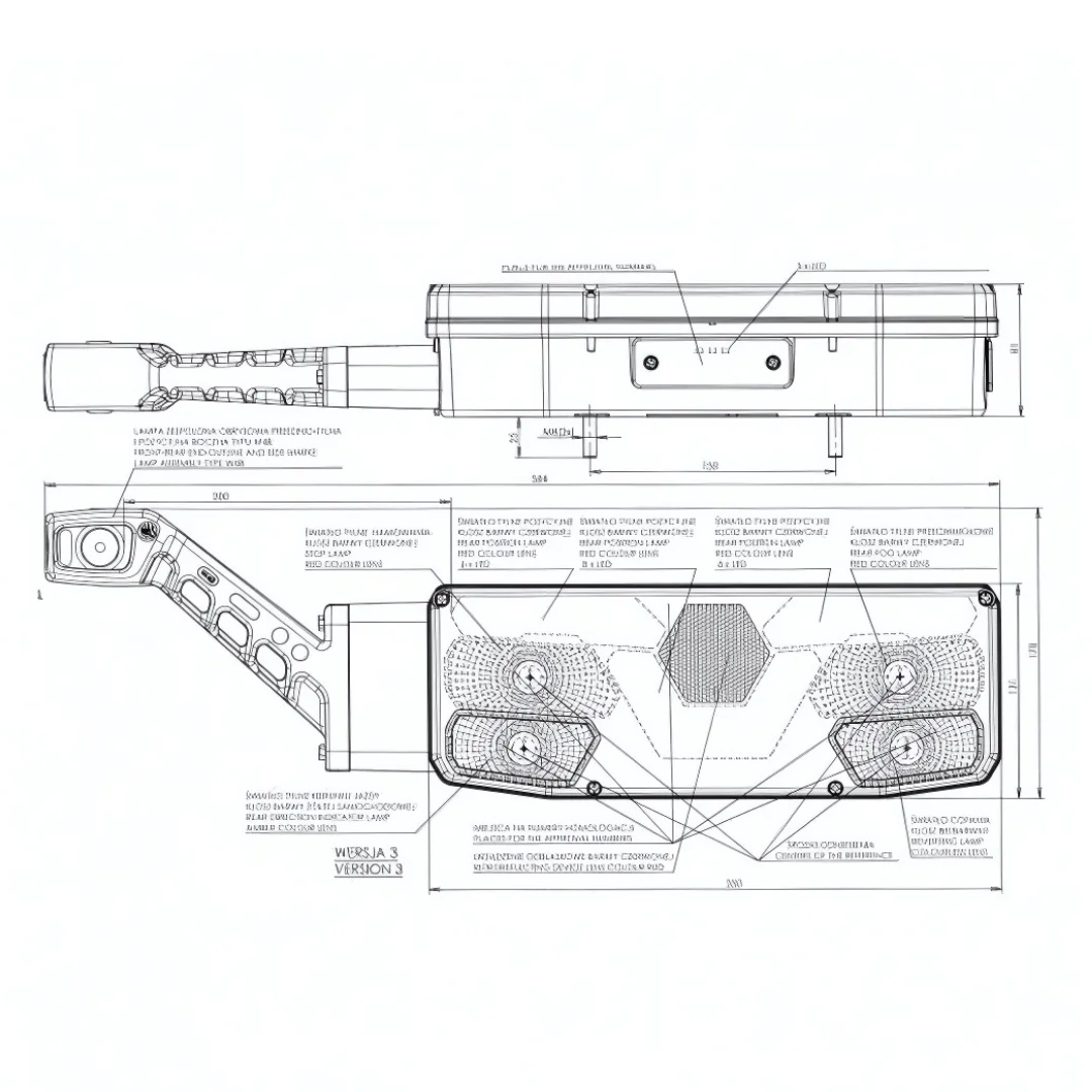 Фонарь задний универсальный WAS 12-24V с габаритным фонарем W48 \левый\кабель Фонарь задний универсальный WAS 12-24V с габаритным фонарем W48 \левый\кабель