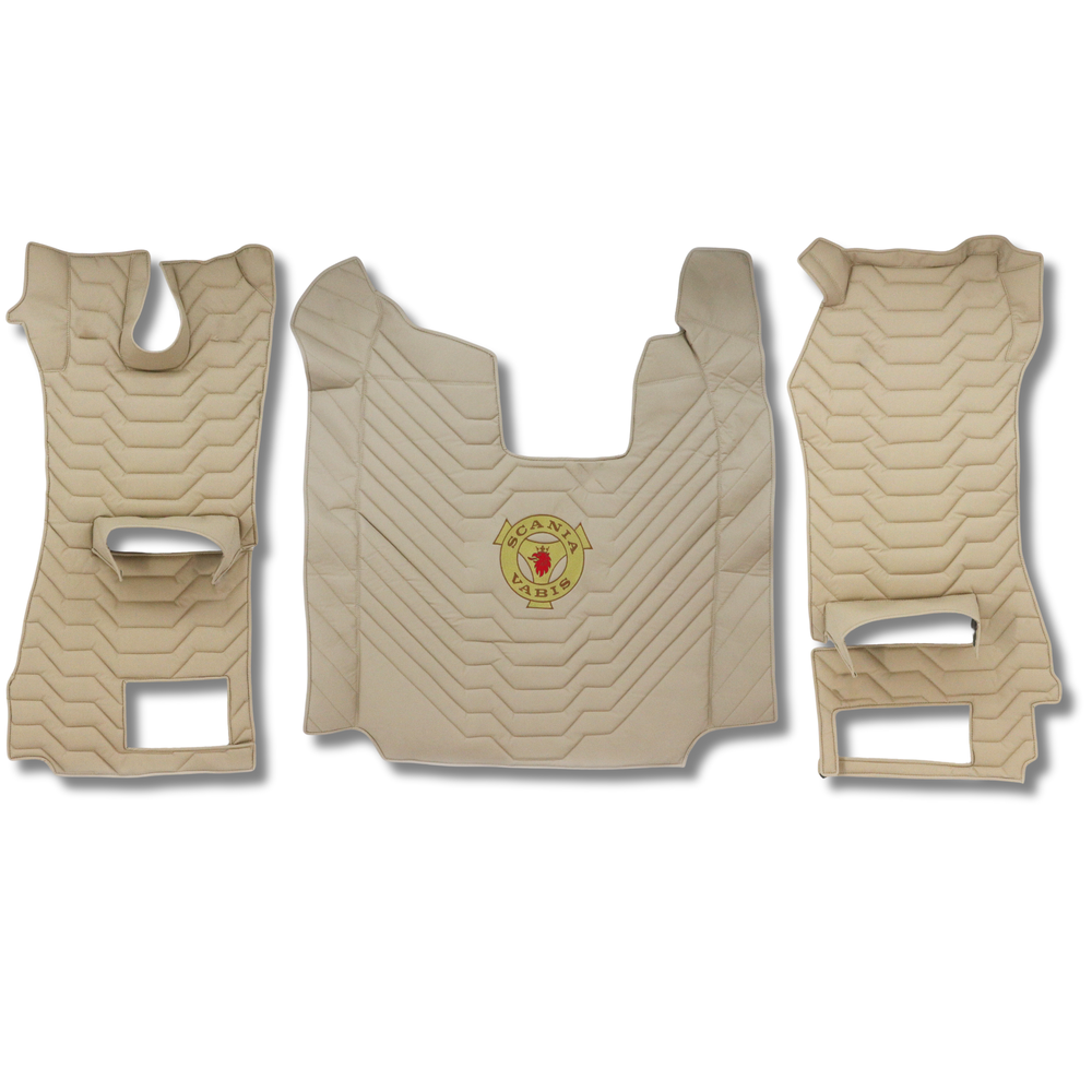 Коврик 3D Экокожа SCANIA R 2014-2016; рестайлинг 2017; АКПП,  бежевый, перфорация